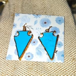 A. V. MAX TURQUOISE DAGGER GOLD-PLATED EARRINGS(Chain Sales Separately)